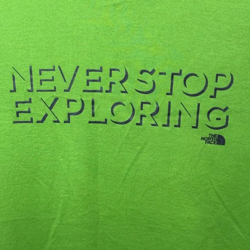 The North Face Shirt Men's Medium Green Crew Neck‎ Never Stop Exploring SS